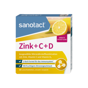 SANOTACT Toidulisand Tsink + C + D, sidrunimaitselised imemistabletid 20tbl / 34g