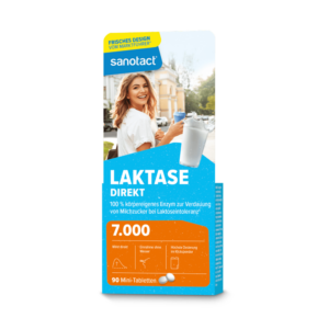 SANOTACT "Lactase direct 7.000" mini tablets. 90 tablets / 7g
